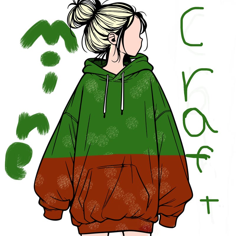 realistic girl with a oversized sweatshirt on and a bun
