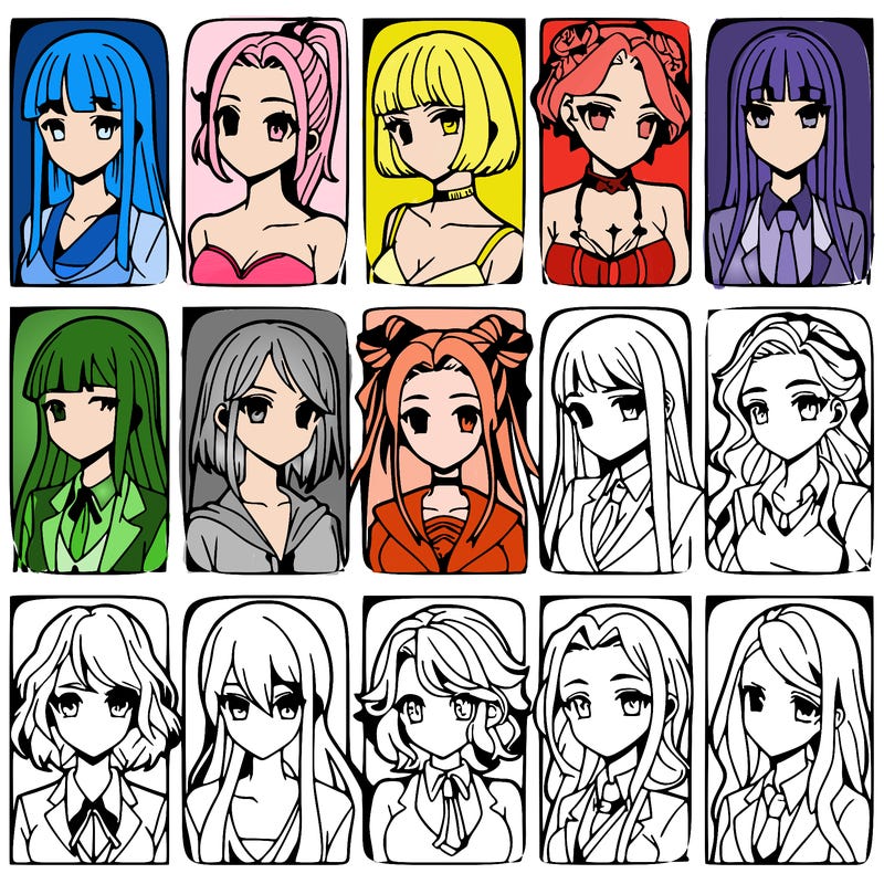 girls that look diffrent anime