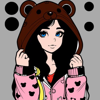 realistic girl in a animal pjs hoodie