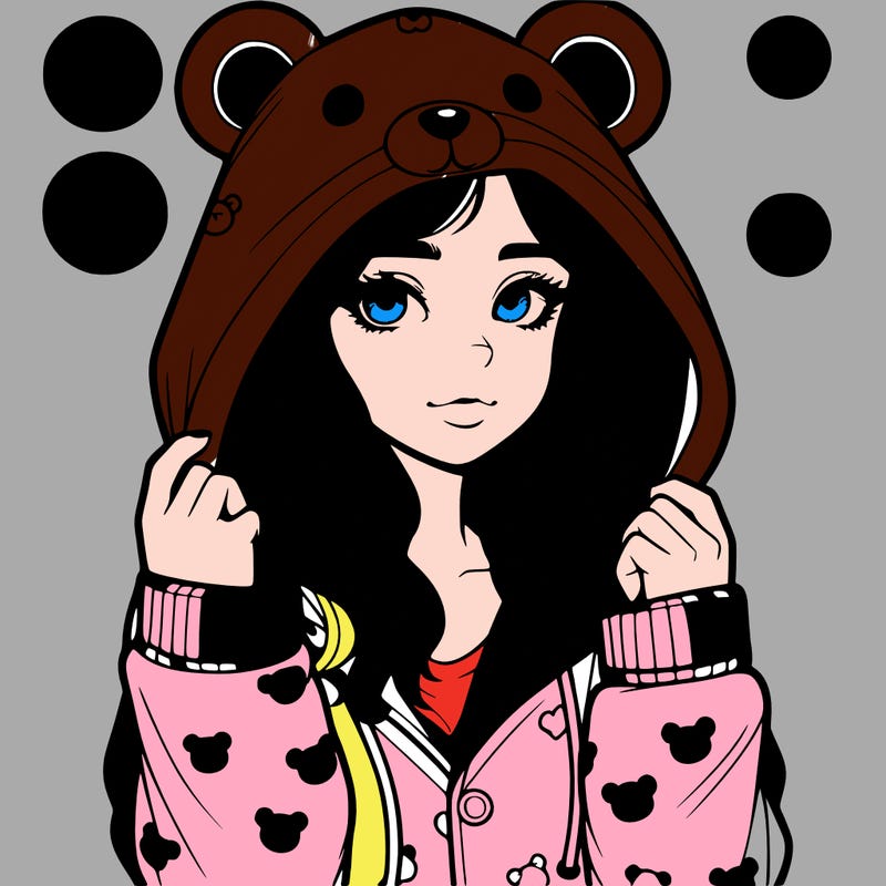 realistic girl in a animal pjs hoodie