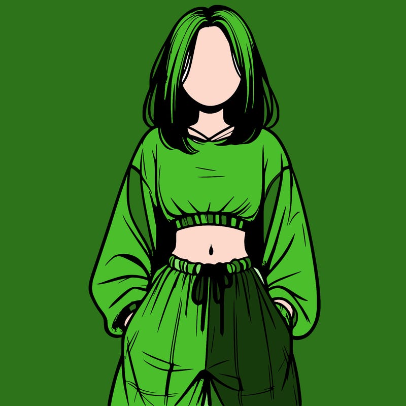 realistic girl faceless with baggy pants and a crop top