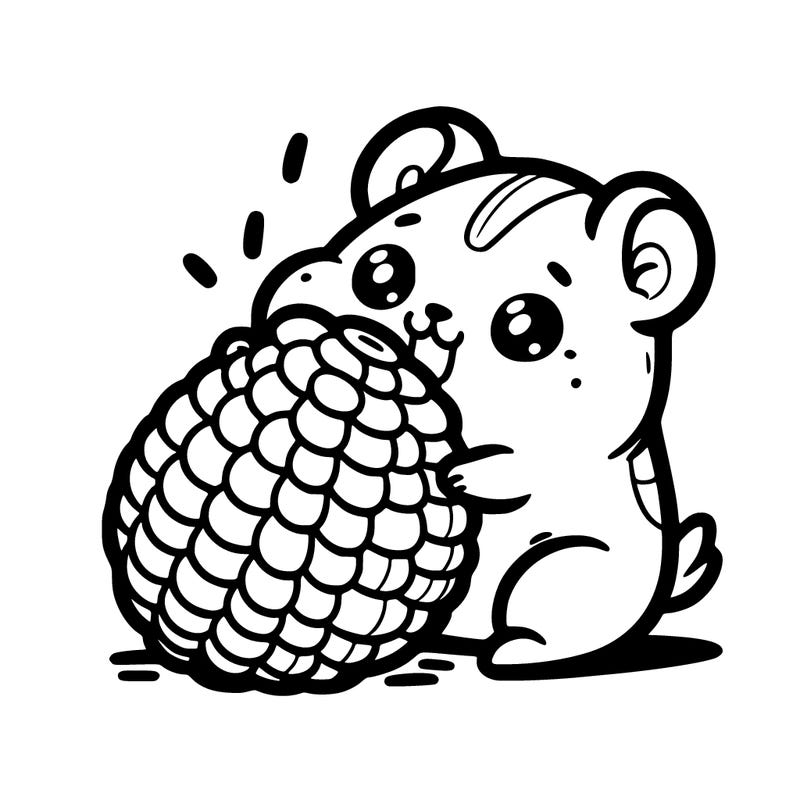 hamster eating corn
