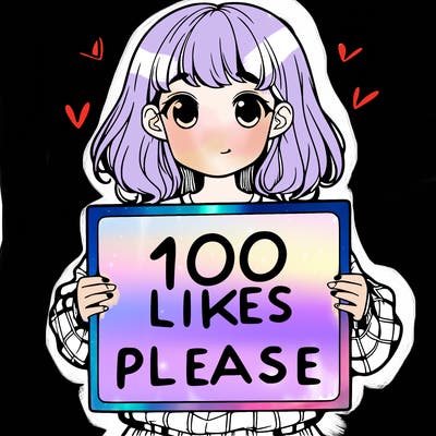 a girl holding a sign saying 100 likes please