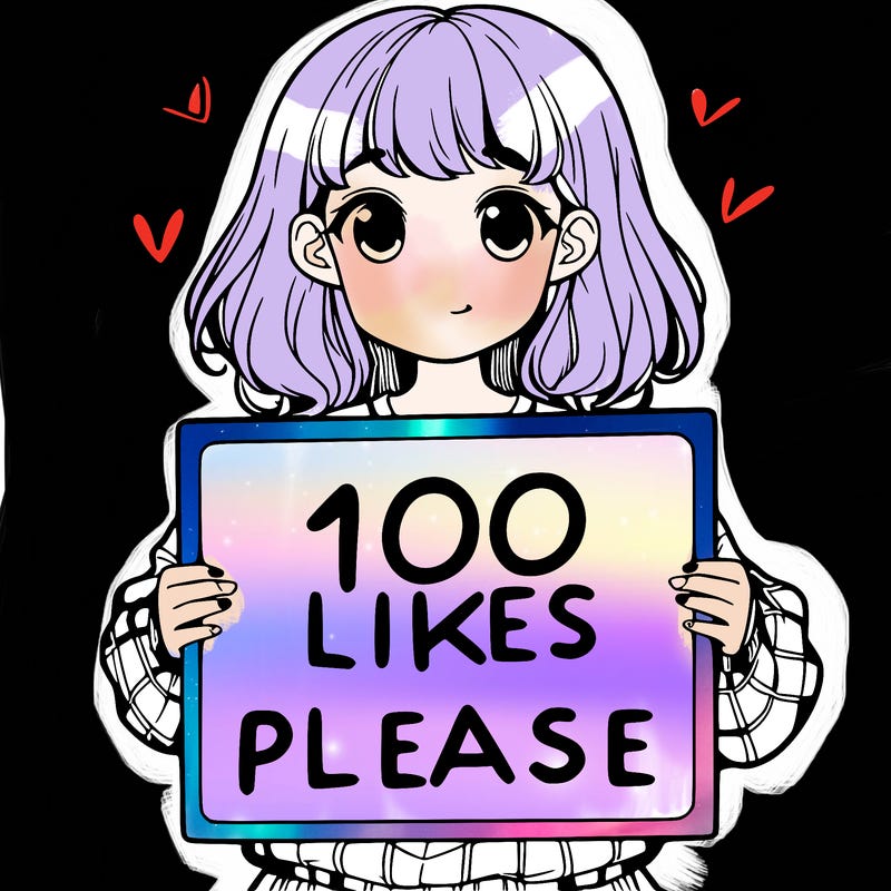 a girl holding a sign saying 100 likes please