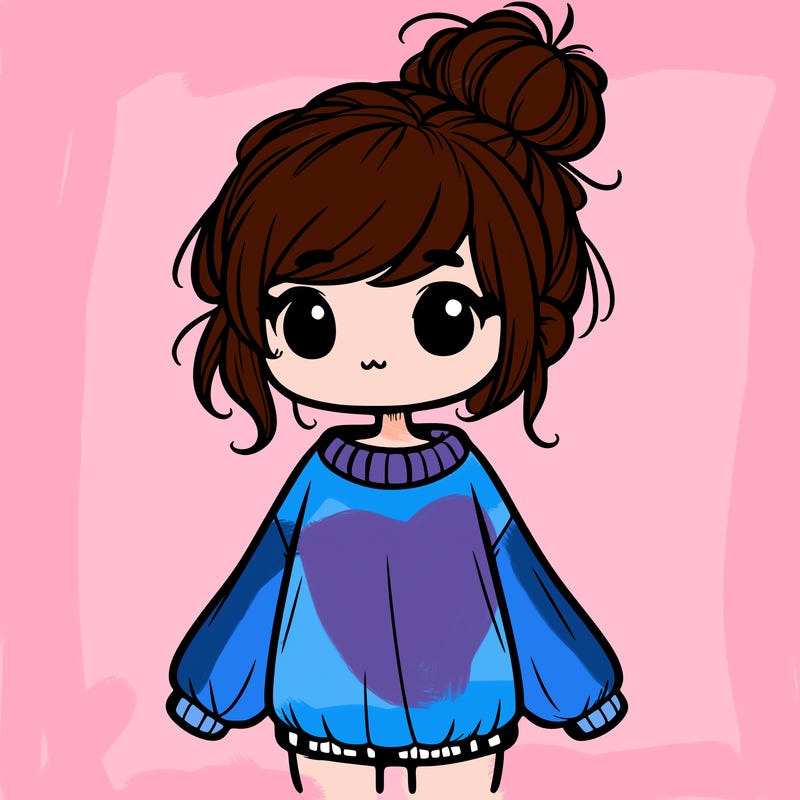 cute girl with baggy sweater and messy bun
