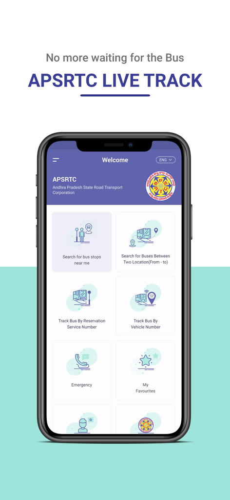 APSRTC LIVE TRACK - APSRTC LIVE TRACK mobile app dashboard with bus search and tracking options