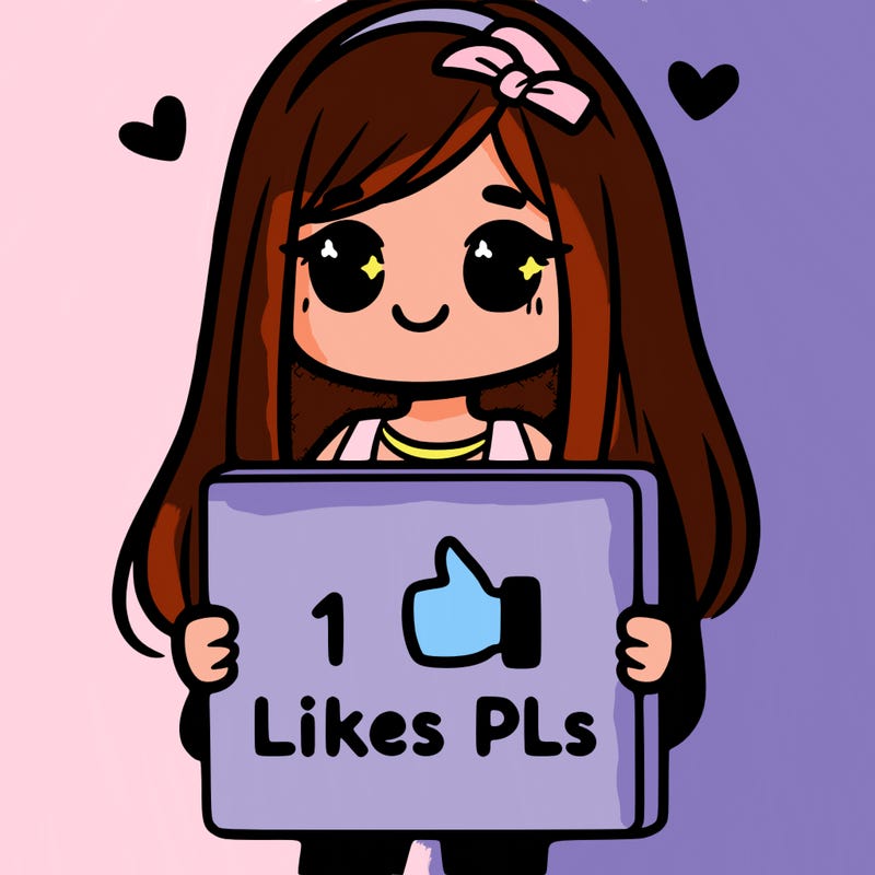 girl holding a sign saying 10 likes pls