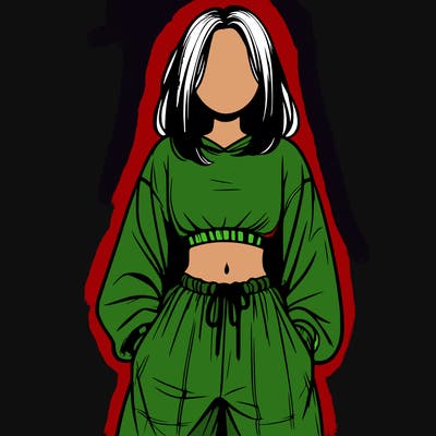 realistic girl faceless with baggy pants and a crop top