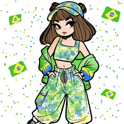 girl in crop top and baggy pants