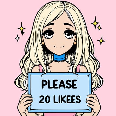realistic girl holding a sign that says please 20 likes