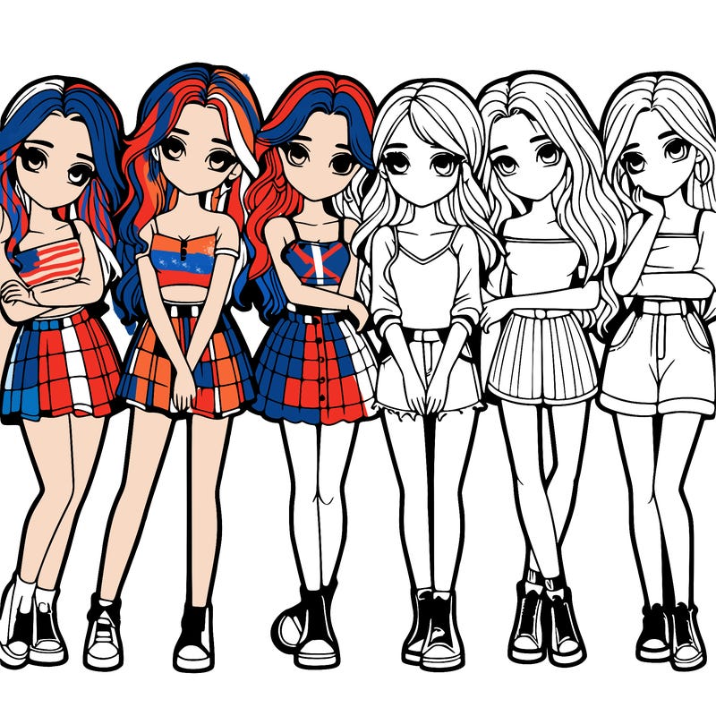 a group of girls realistic