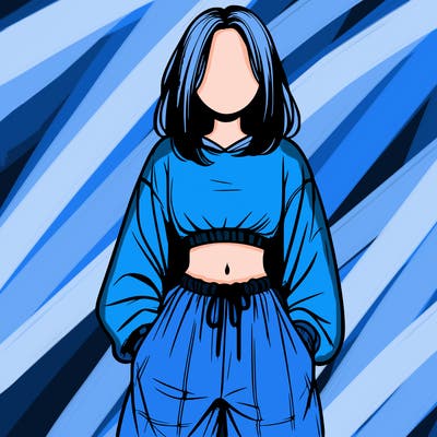 realistic girl faceless with baggy pants and a crop top