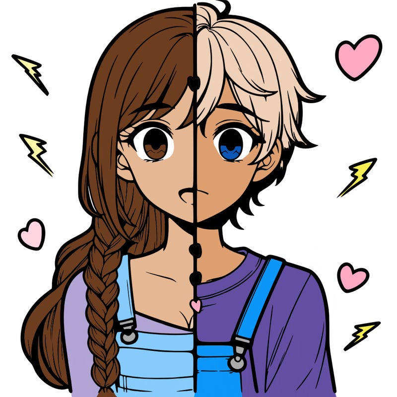 realistic girl boy split