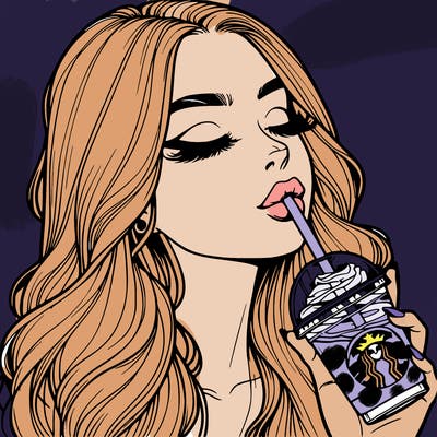 realistic girl drinking starbucks