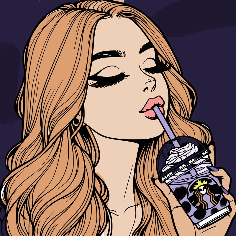 realistic girl drinking starbucks