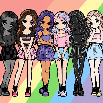 a group of girls realistic