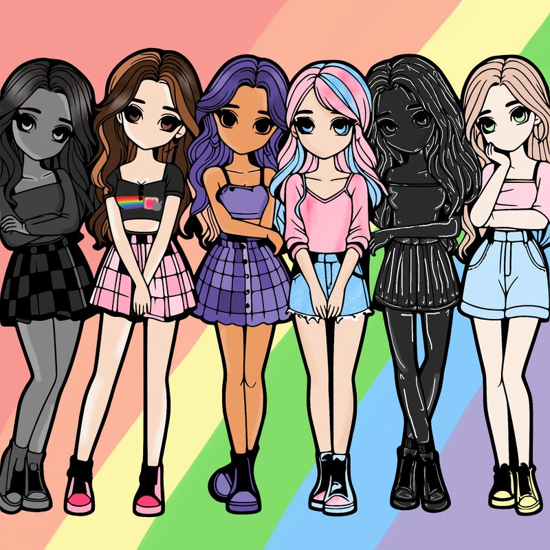 a group of girls realistic