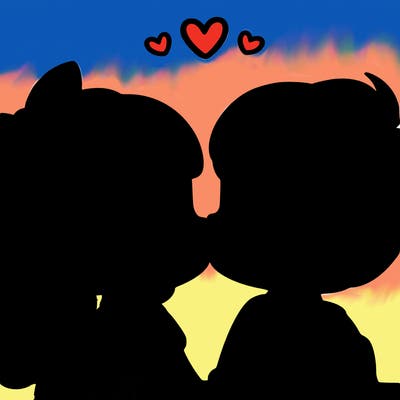 boy and girl kissing