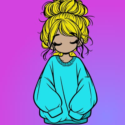 girl with baggy sweatshirt and messy bun