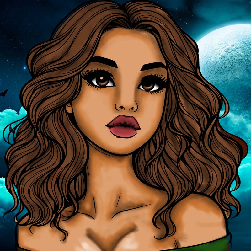 realistic girl with wavy hair and lips