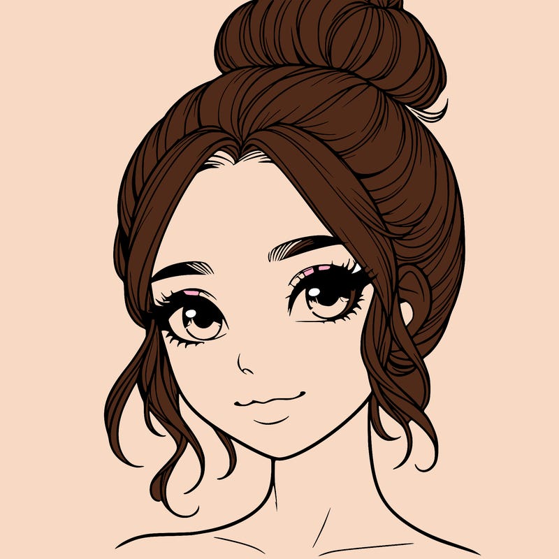 realistic pretty girl with hair in bun