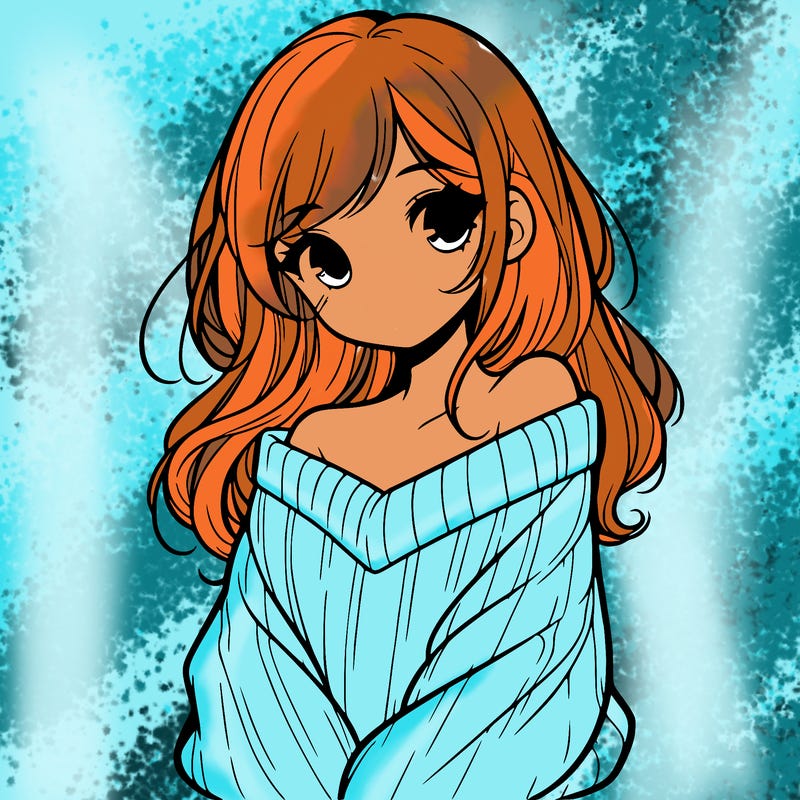 shy pretty girl wearing a sweater that is falling off one shoulder portrait