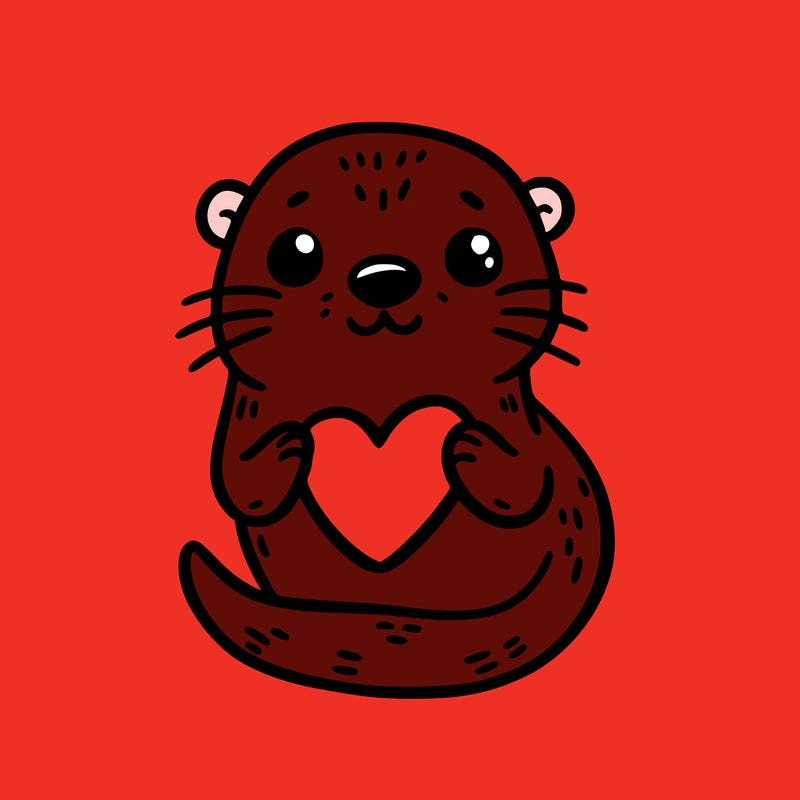 otter with a heart