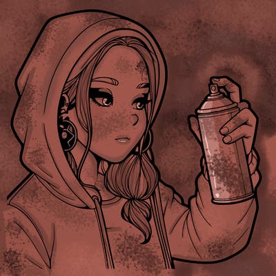 a realistic girl, spray painting