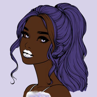 realistic girl with a ponytail on her hair and lips