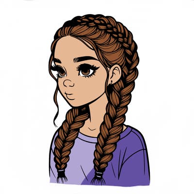 realistic girl with braids