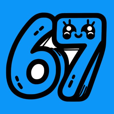 the numbers 67