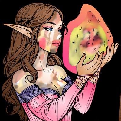 realistic elf girl doing magic