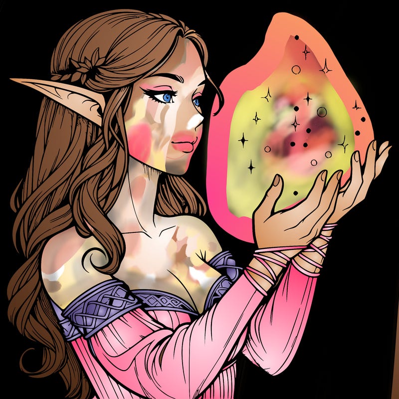 realistic elf girl doing magic