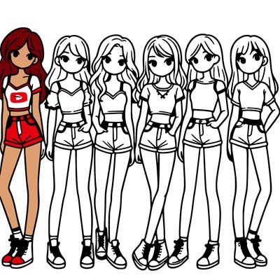 a group of girls wearing crop tops and shorts