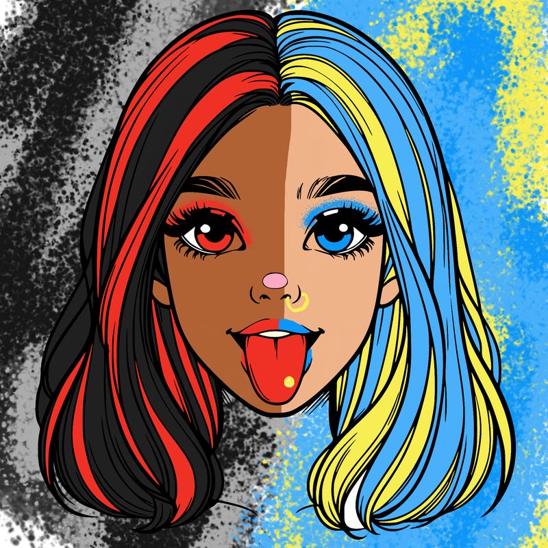 realistic girl with her tongue out