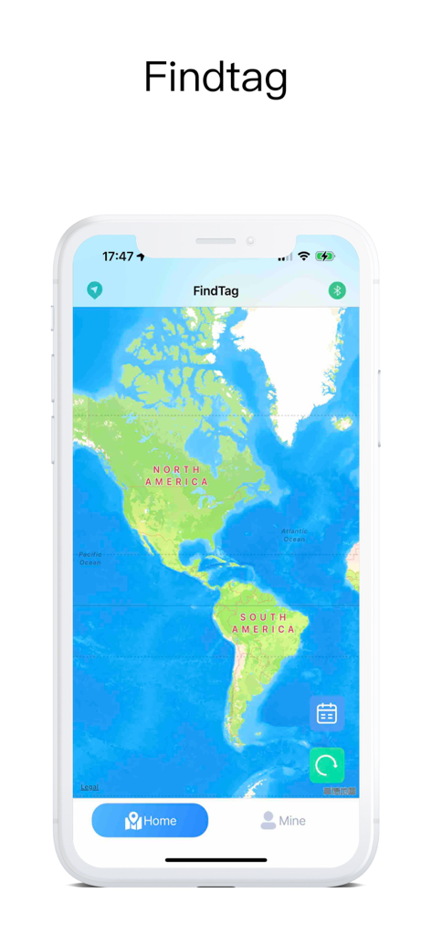 FindTag - FindTag app showing a map on a smartphone for locating Bluetooth devices