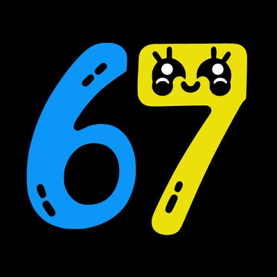 the numbers 67