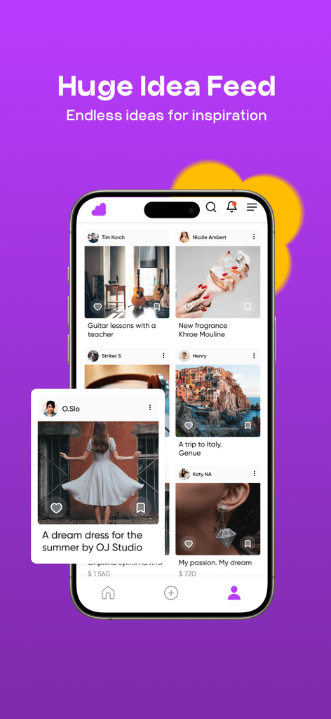 Rewish - The Rewish mobile app screen displaying a visual grid of gift ideas and inspiration in a social feed format.
