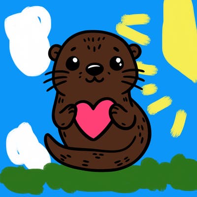otter with a heart