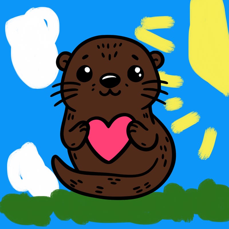 otter with a heart