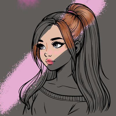 realistic girl with a high ponytail