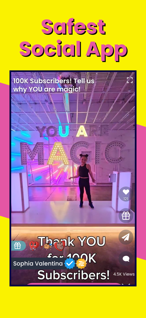 A young child creator on Zigazoo celebrating 100k subscribers in a safe and positive social media environment