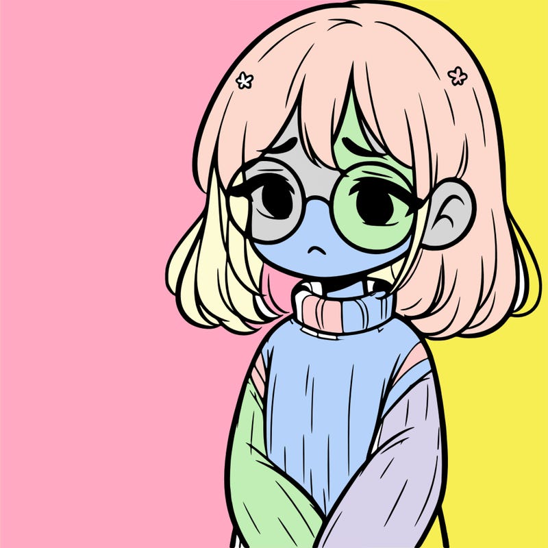 sad girl with glasses in a sweater