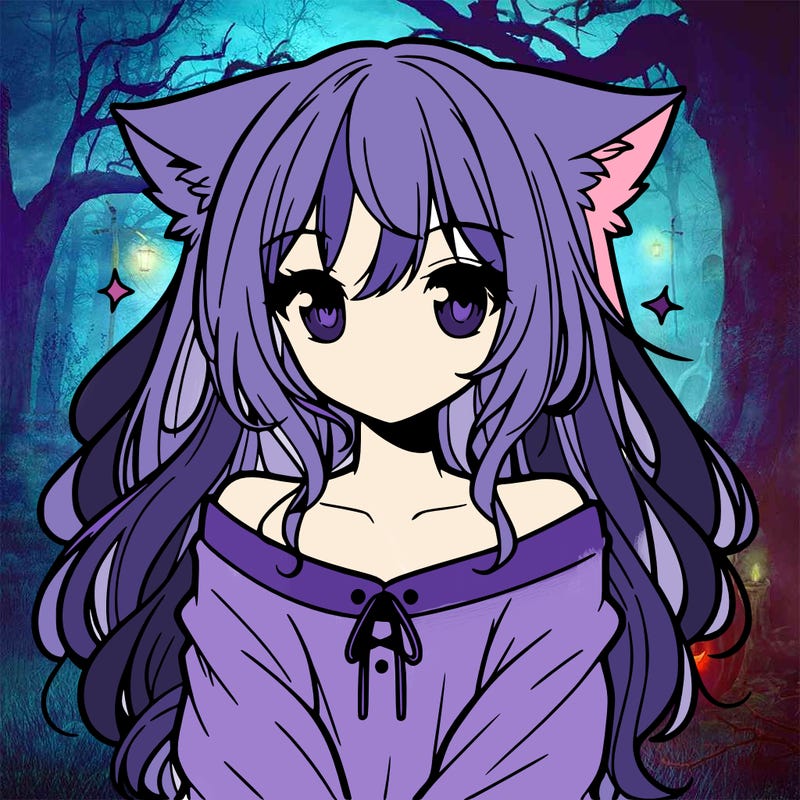 cute anime girl with cat ears