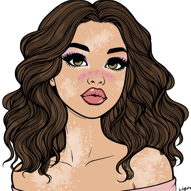 realistic girl with wavy hair and lips