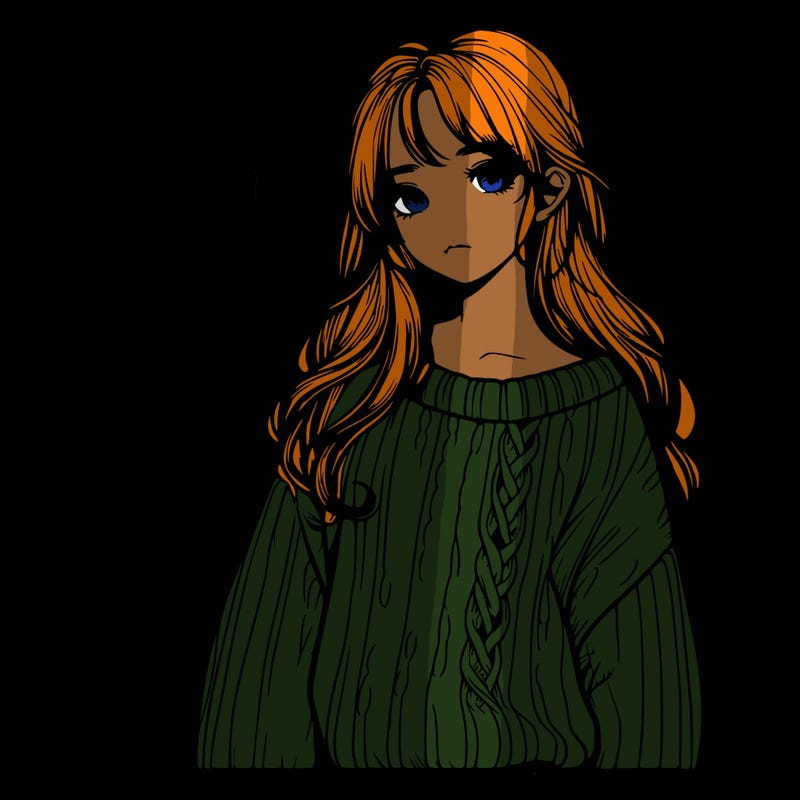 realistic girl in a sweater