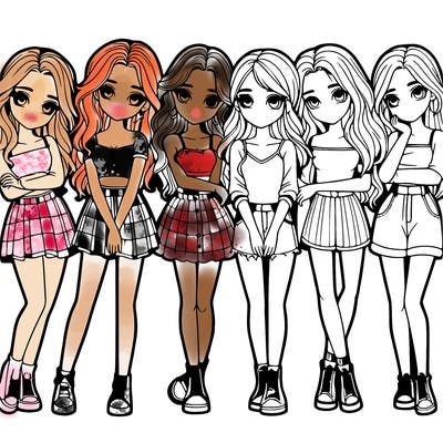 a group of girls realistic