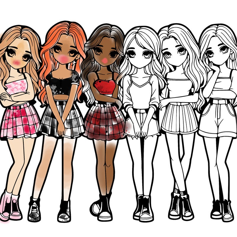 a group of girls realistic