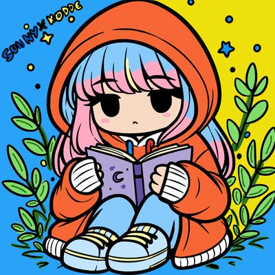 girl in oversized hoodie reading a book