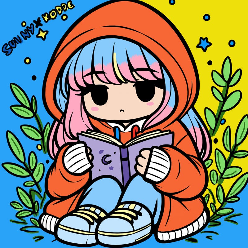 girl in oversized hoodie reading a book